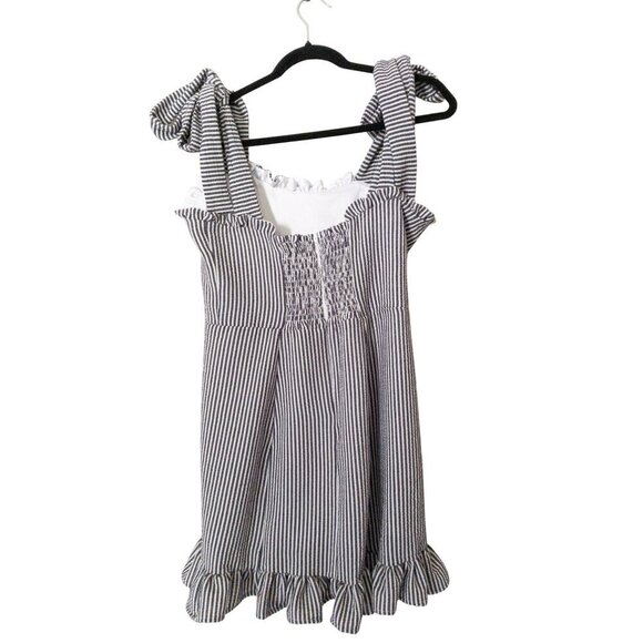 Koch Stella Mini Dress Ruffle Hem Striped Tie Straps M 8-10 - Picture 2 of 16